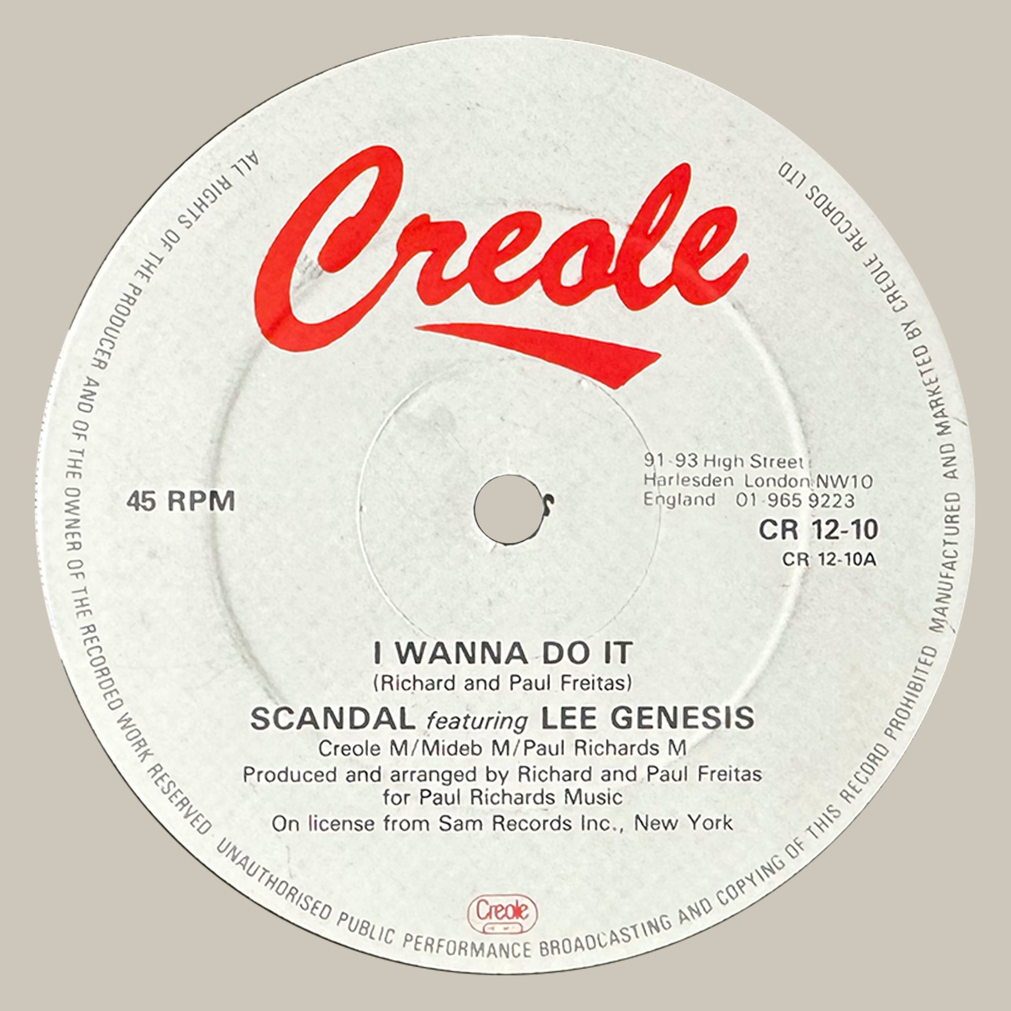 Scandal Featuring Lee Genesis ‎– I Wanna Do It [USED]